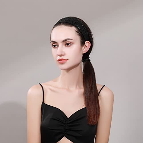 Natalie Mills Black Elastic Headband with Austrian Crystal – Yoga & Activewear