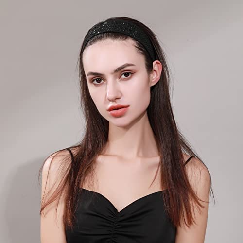 Natalie Mills Black Elastic Headband with Austrian Crystal – Yoga & Activewear