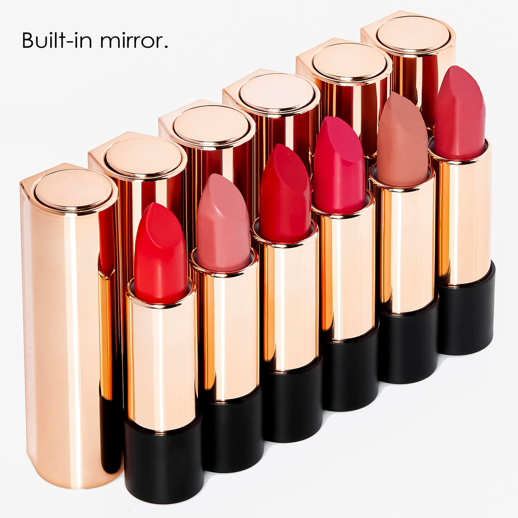 NATASHA MOOR Silk Suede Lipstick – Long-Lasting Hydrating Semi-Matte, Cruelty-Free, Built-In Mirror