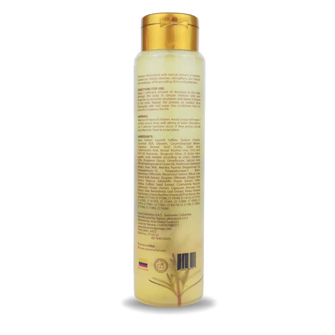 Nativa Herbal Rosemary & Onion Shampoo — Hair Growth & Anti-Hair Loss Set, 18.5 fl oz Each, Paraben Free
