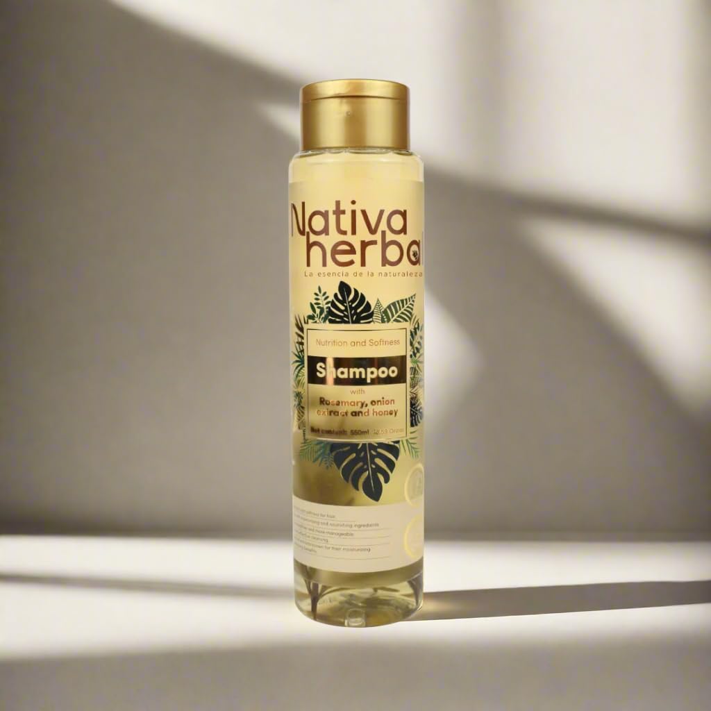 Nativa Herbal Rosemary & Onion Shampoo — Hair Growth & Anti-Hair Loss Set, 18.5 fl oz Each, Paraben Free