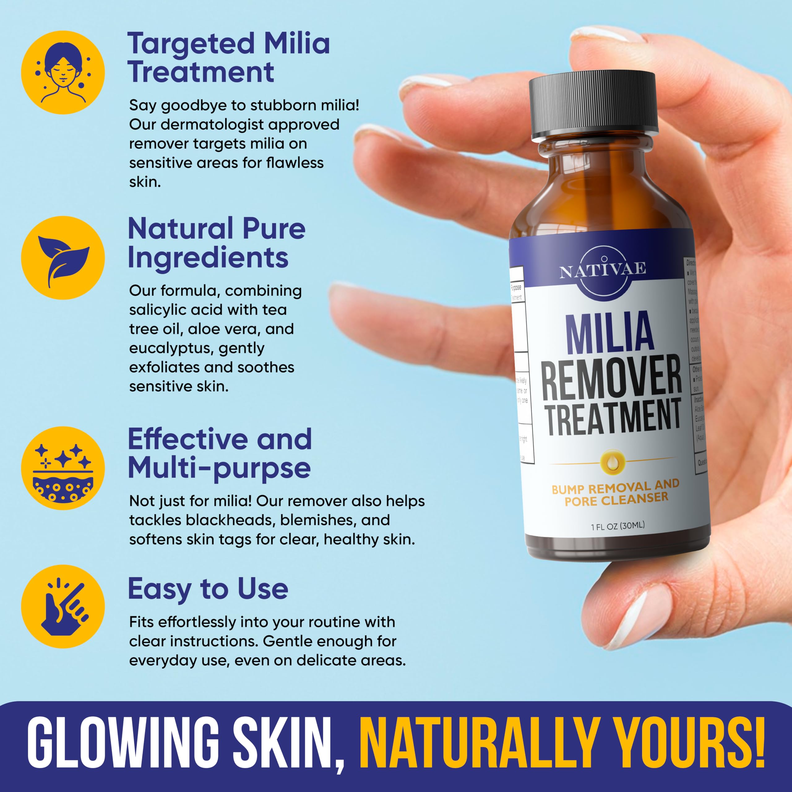 Nativae Milia Remover — Eye & Face Milia Spot Treatment with Salicylic Acid & Tea Tree