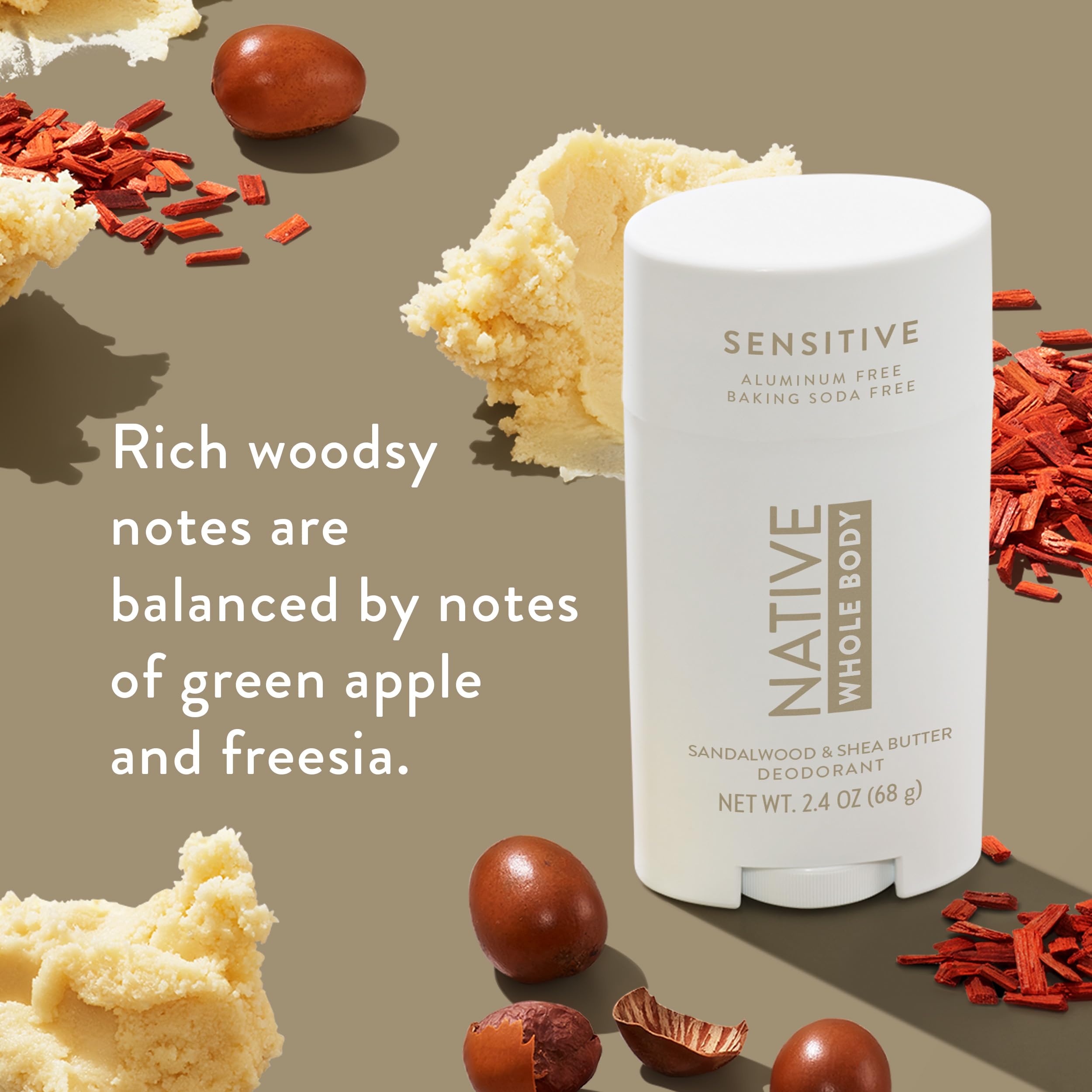 Native Sandalwood & Shea Butter Whole Body Deodorant – Sensitive, 2.4 oz