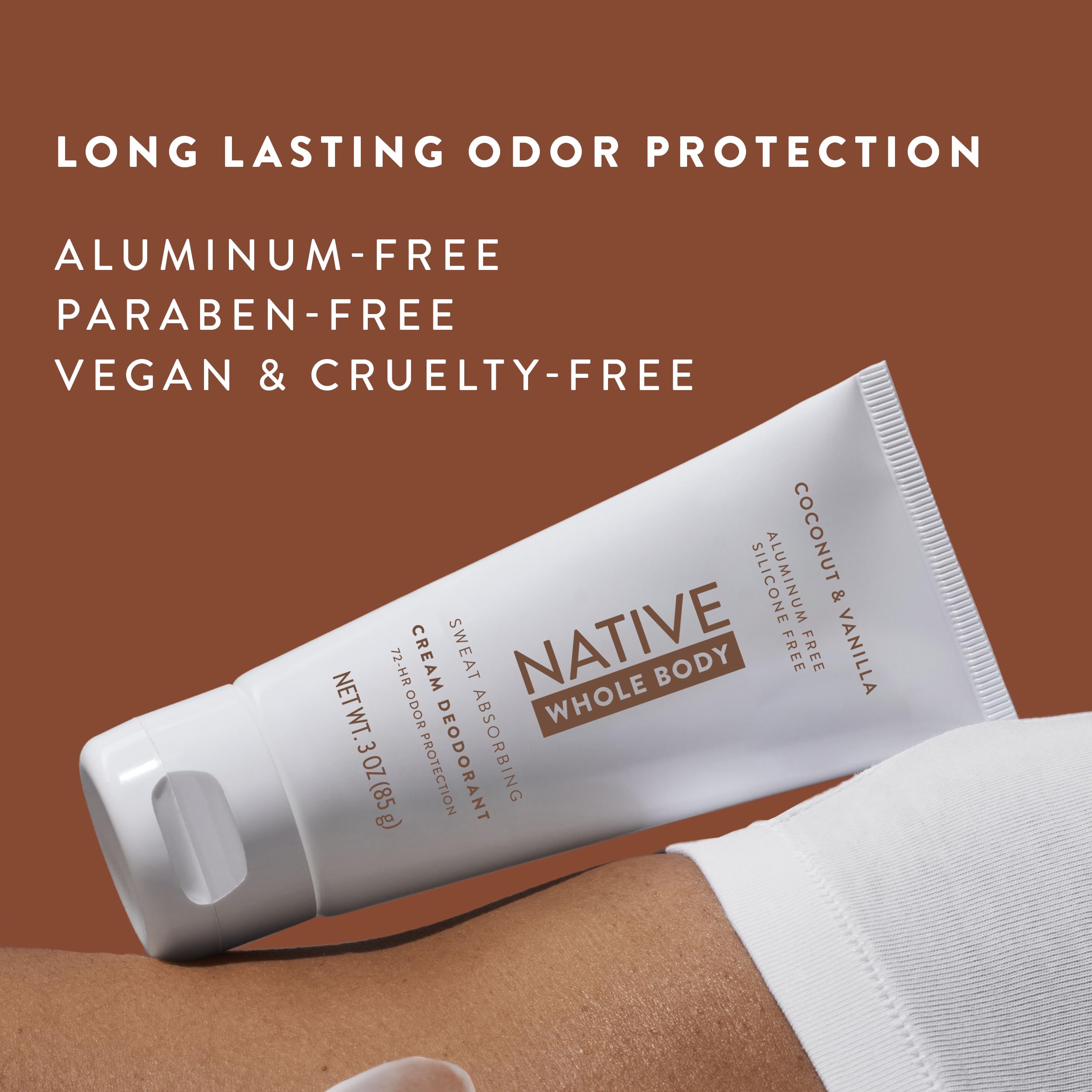 Native Whole Body Deodorant Cream – Aluminum-Free, 72-Hour Odor Protection | Coconut & Vanilla
