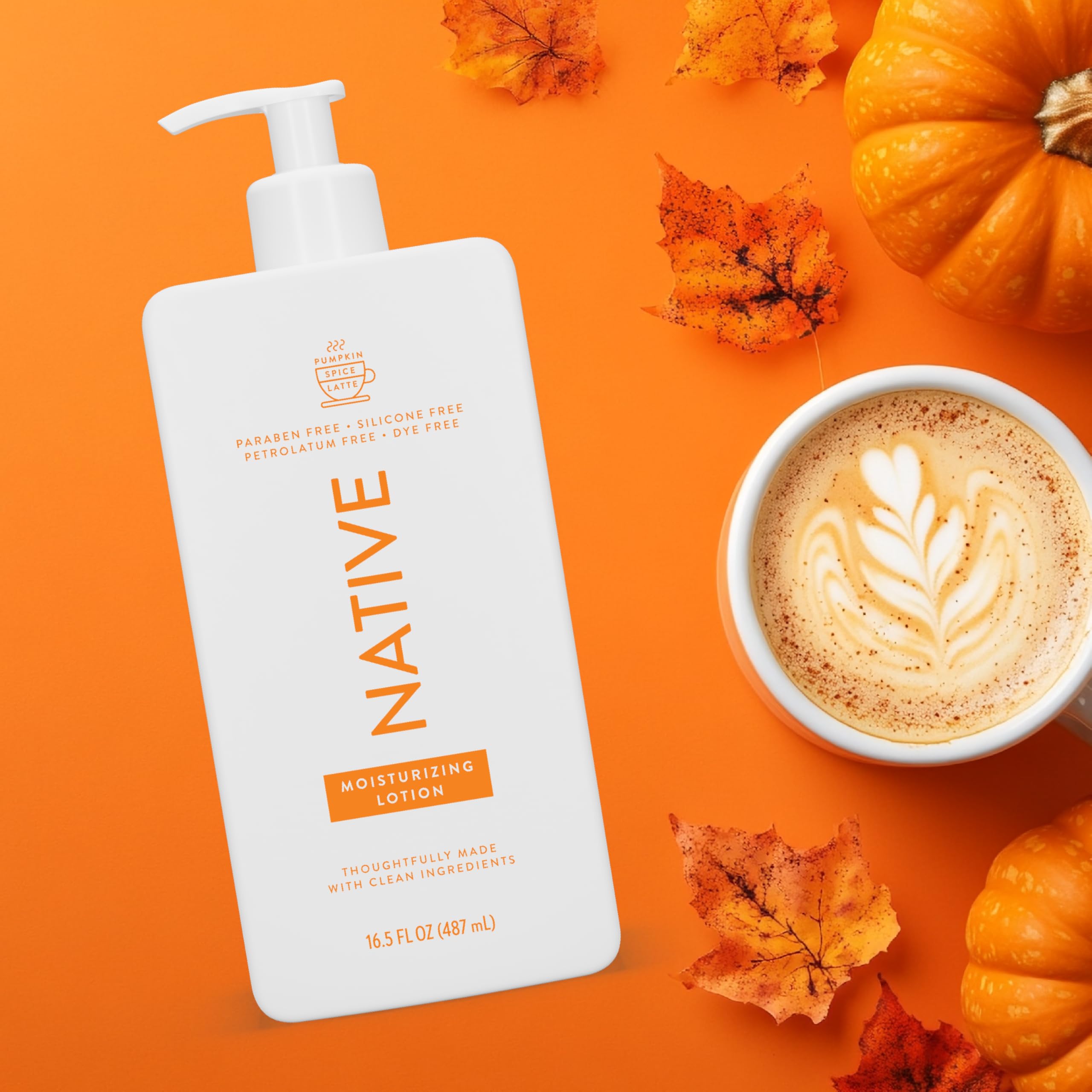 Native Pumpkin Spice Latte Body Lotion – 16.5 oz, 2-Pack | Silicone, Paraben & Dye Free Hydration