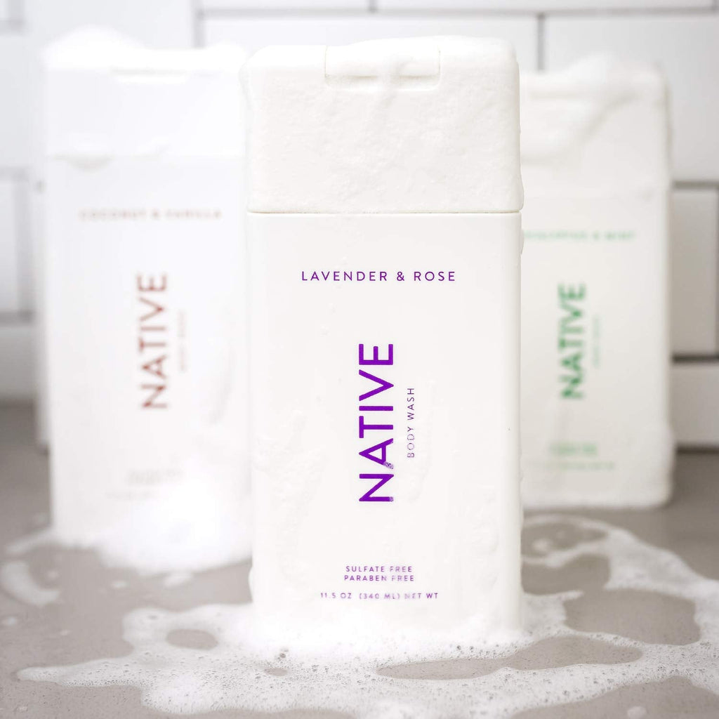 Native Body Wash 3 Pack – SLS & Paraben Free, Cucumber Mint, Coconut Vanilla, Lavender Rose