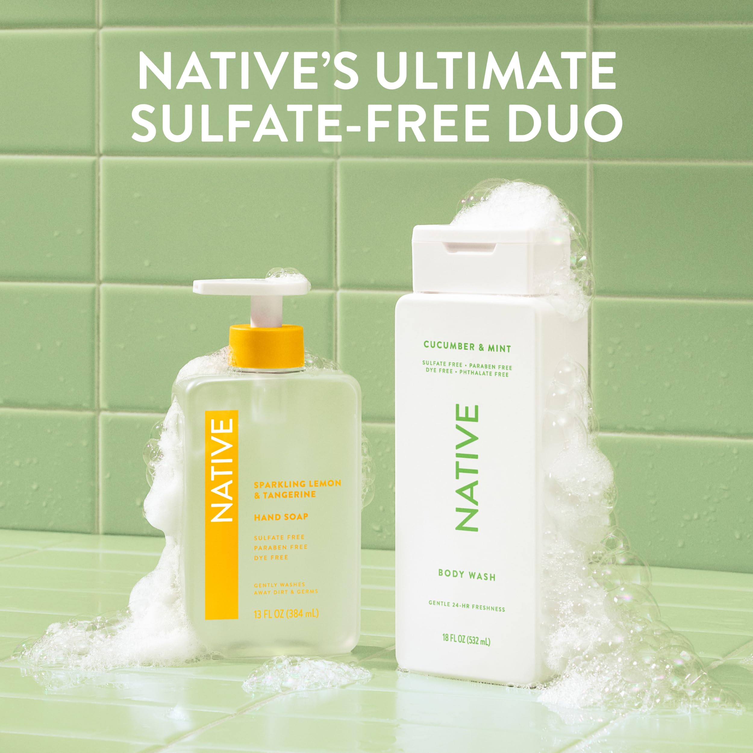 Native Body Wash: Naturally Derived, Sulfate-Free, Cucumber & Mint – 18 oz