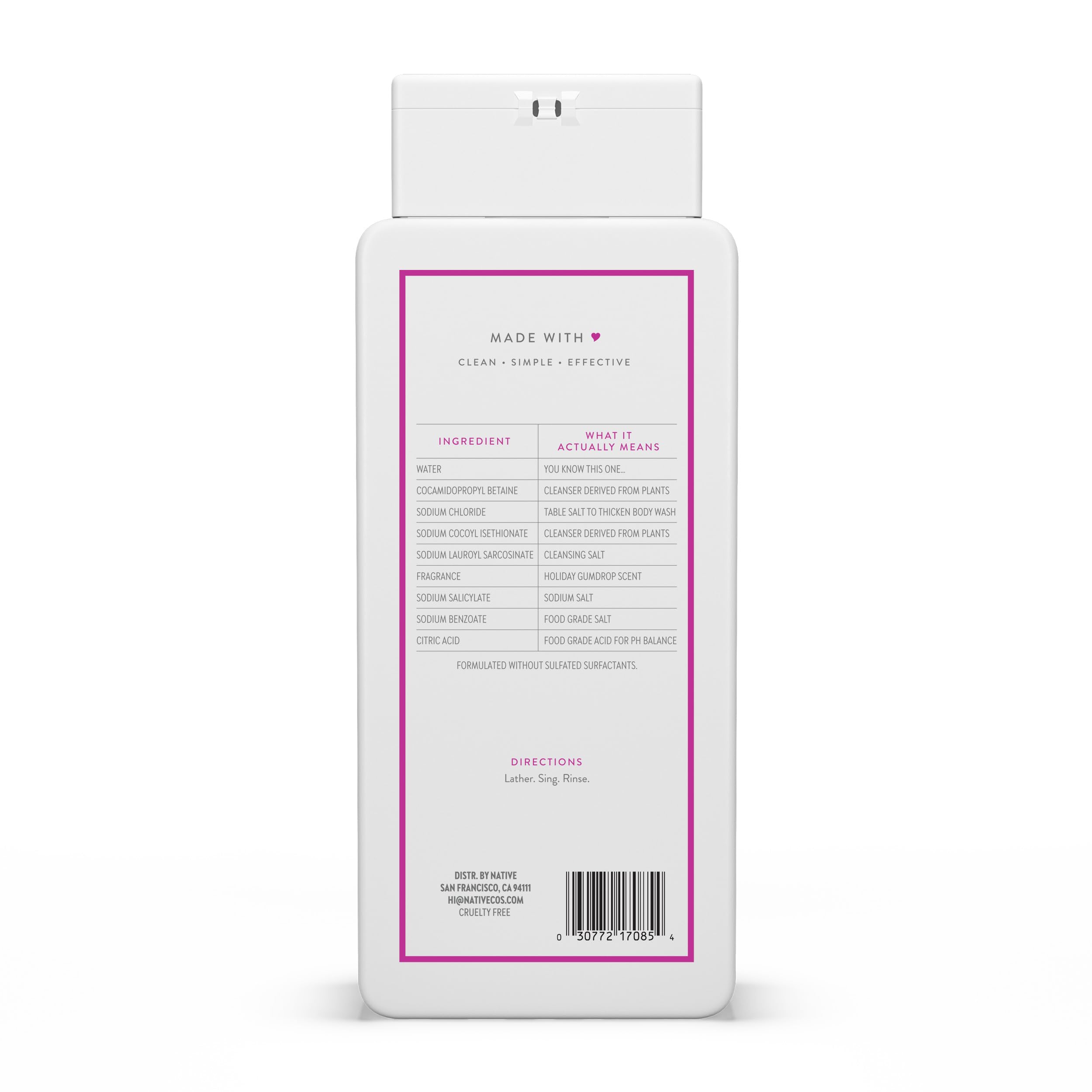 Native Body Wash Holiday Edition – Gumdrop Scent | 18 oz | Paraben, Sulfate & Dye Free