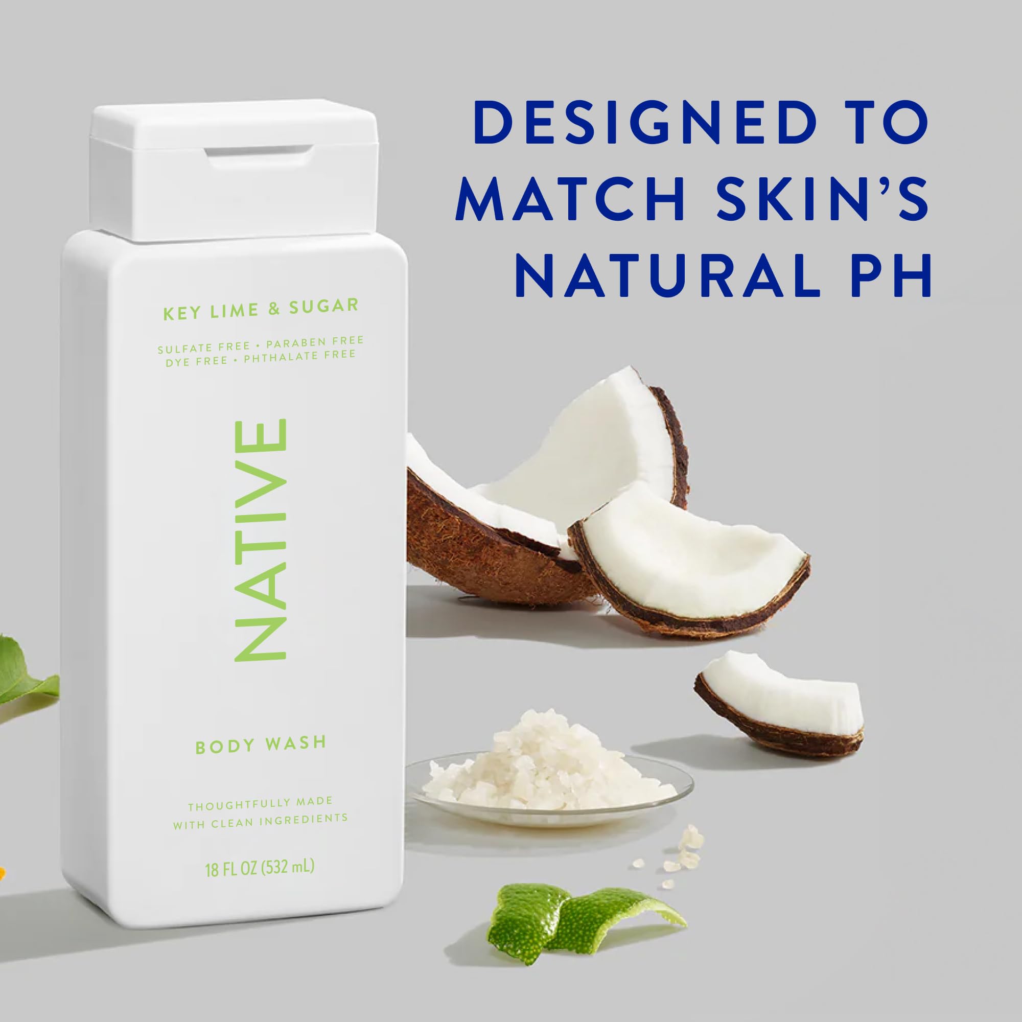 Native Body Wash – Naturally Derived Ingredients, Key Lime & Sugar, 18 oz