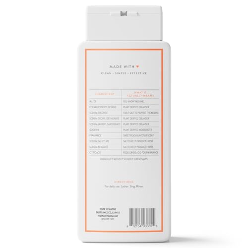Native Body Wash Sweet Peach Nectar – Naturally Derived, Sulfate & Paraben Free, 18 oz