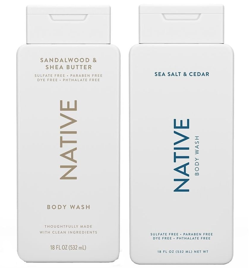 Native Body Wash 2-Pack: Sea Salt & Cedar + Sandalwood & Shea Butter