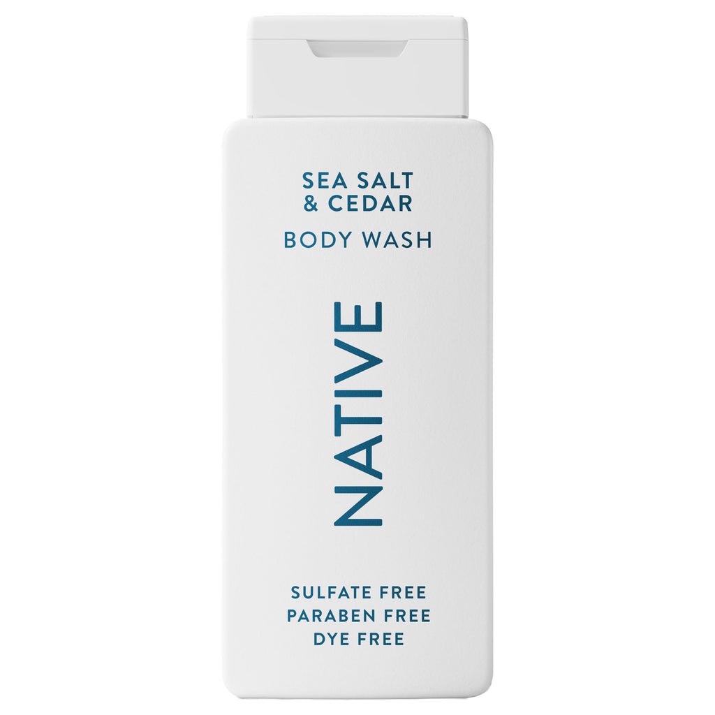 Native Body Wash Sea Salt & Cedar — Sulfate Free, Paraben Free, Dye Free, Hydrating 18 oz