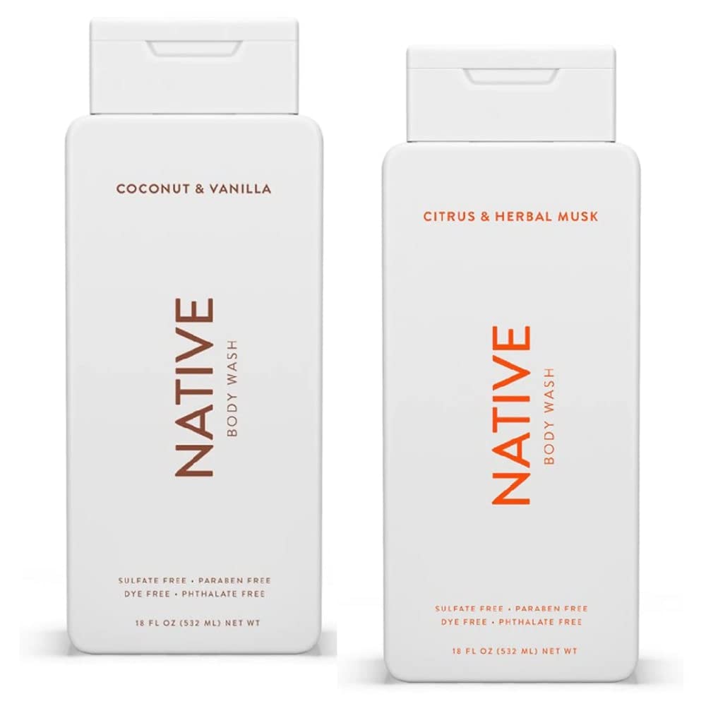 Native Body Wash Twin Pack – Coconut & Vanilla + Citrus & Herbal Musk – 18 oz Each