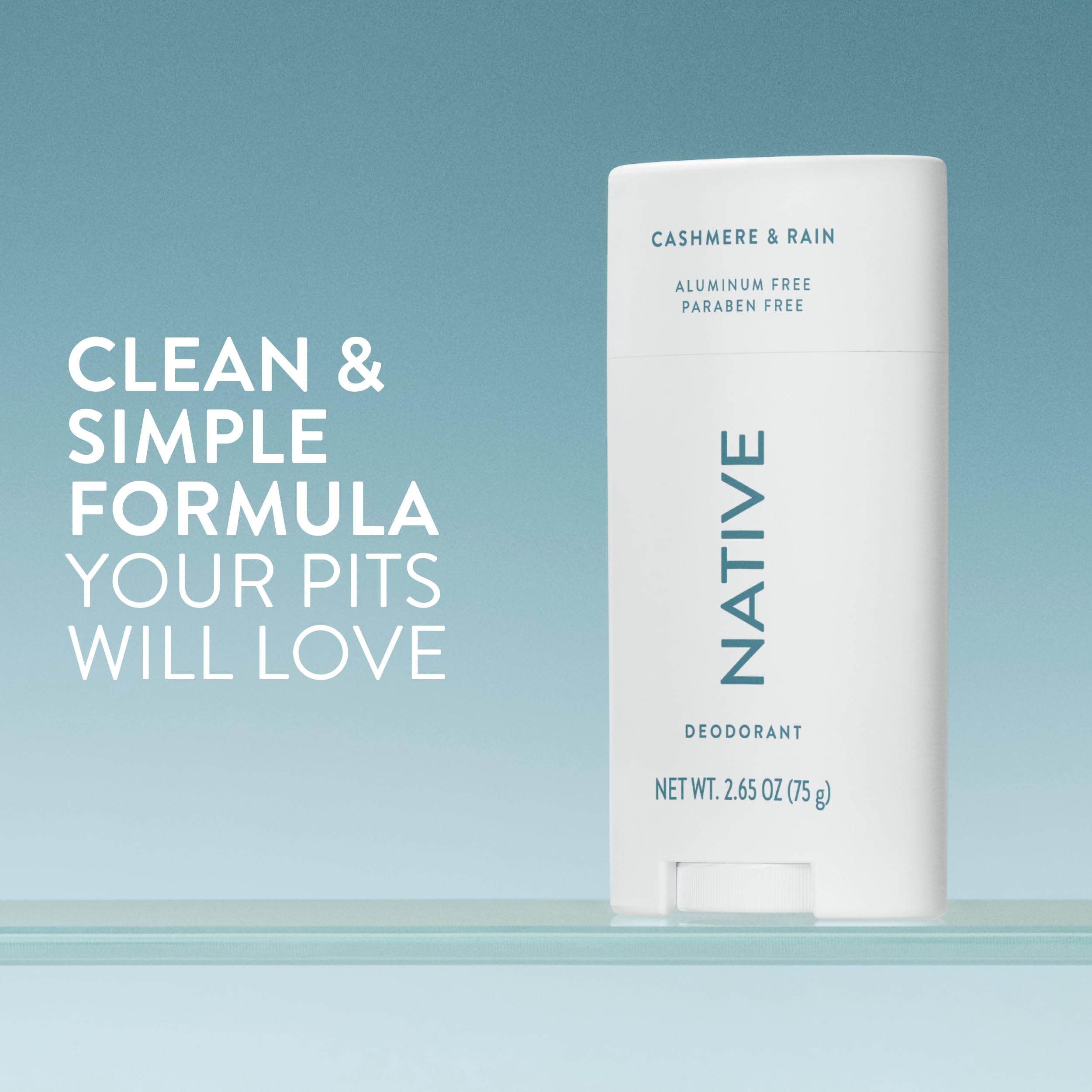 Native Cashmere & Rain Deodorant – Aluminum-Free 72-Hour Odor Protection (2.65 oz)