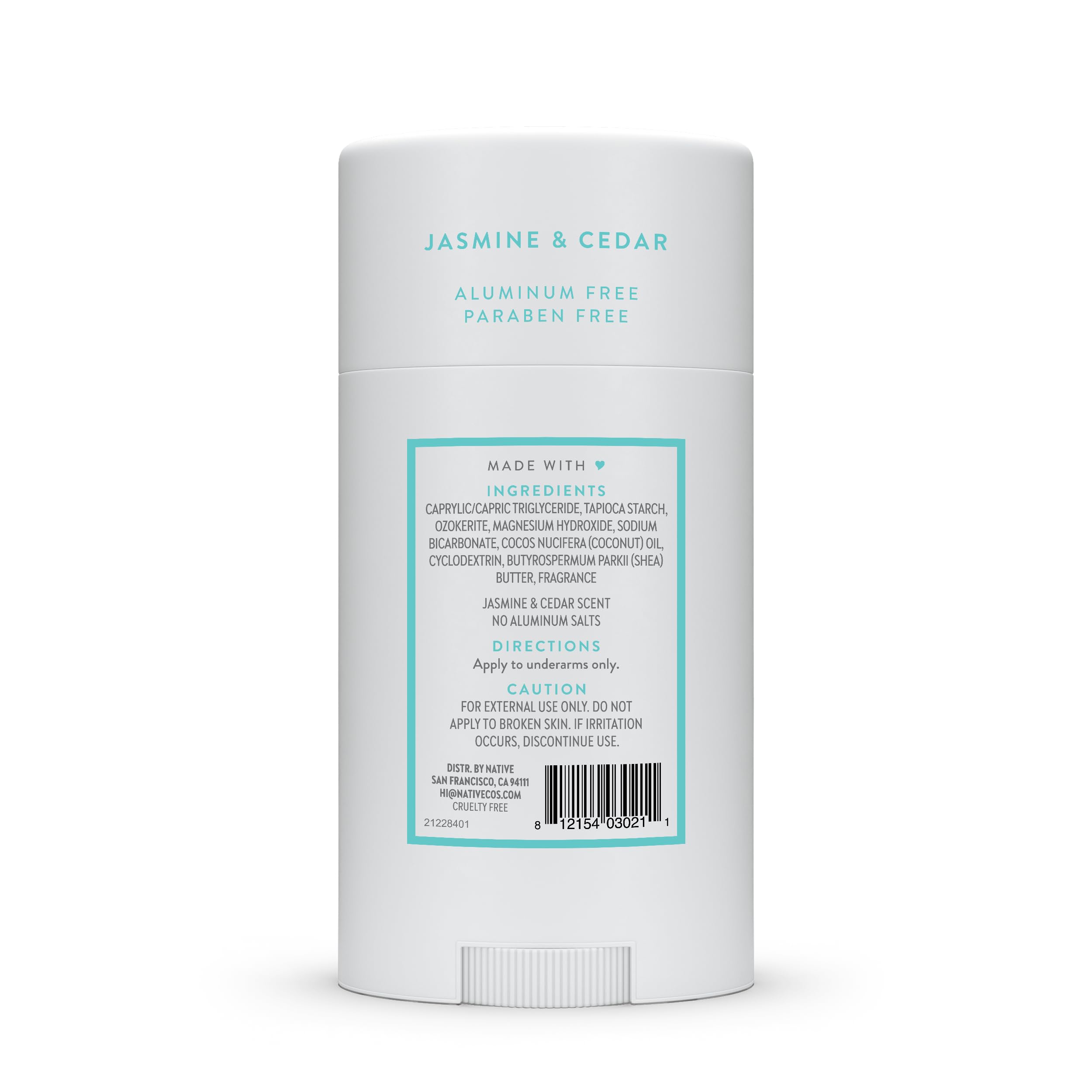 Native Aluminum Free Deodorant Jasmine & Cedar – 72 Hour Odor Control (2.65 oz)