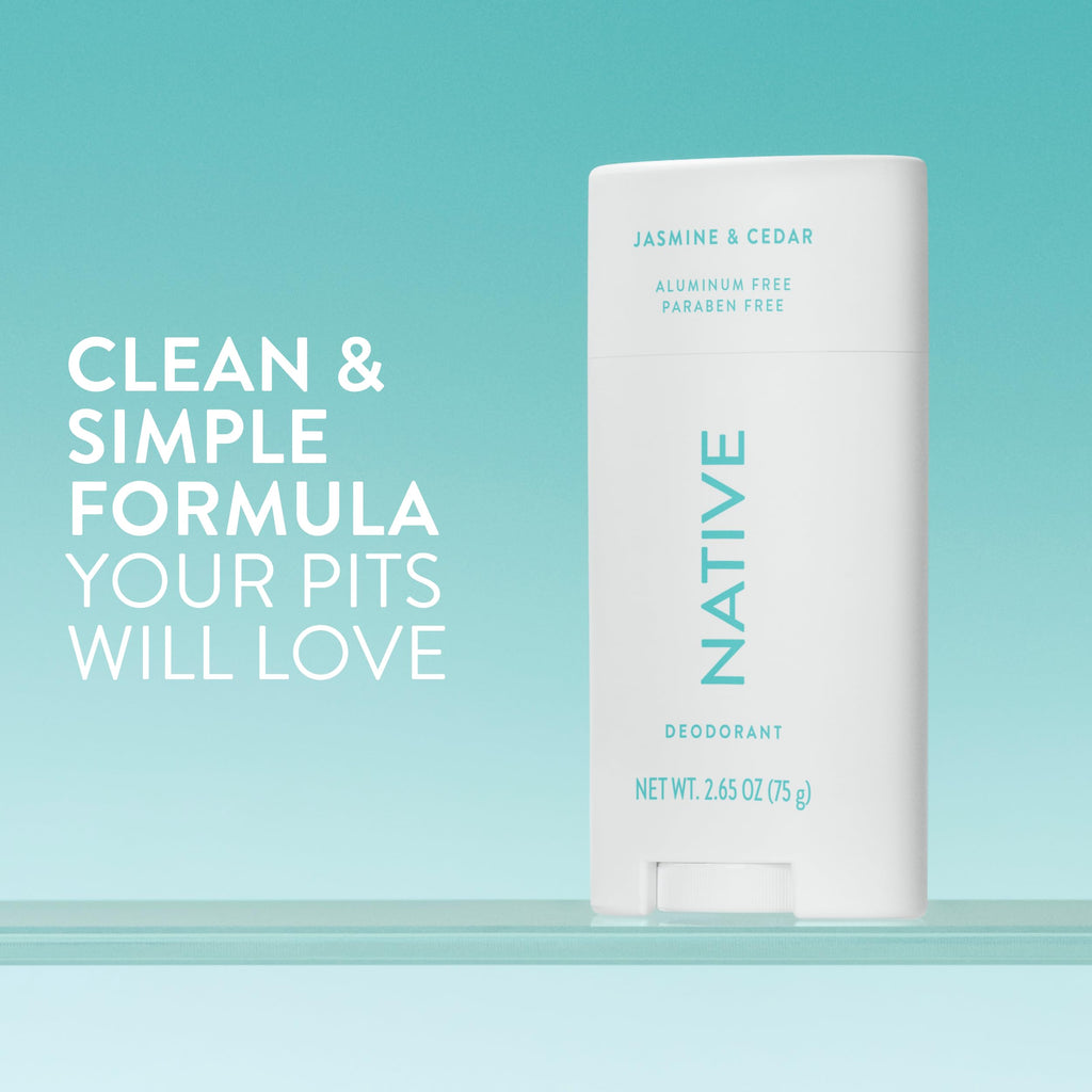 Native Aluminum Free Deodorant Jasmine & Cedar – 72 Hour Odor Control (2.65 oz)