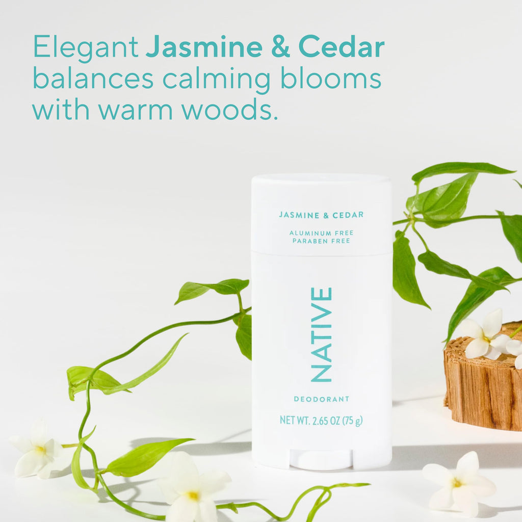 Native Aluminum Free Deodorant Jasmine & Cedar – 72 Hour Odor Control (2.65 oz)