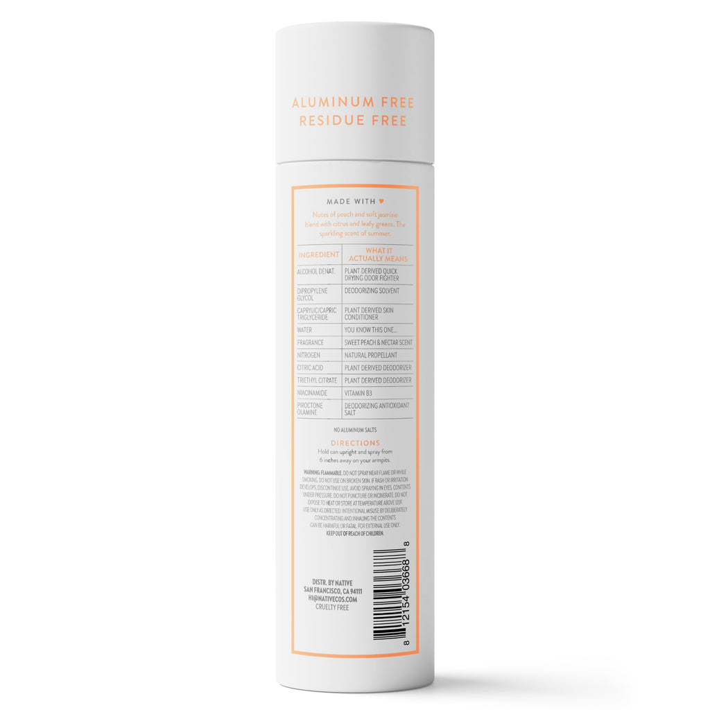 Native Deodorant Spray: Sweet Peach & Nectar – 72-Hour Odor Protection, Aluminum Free