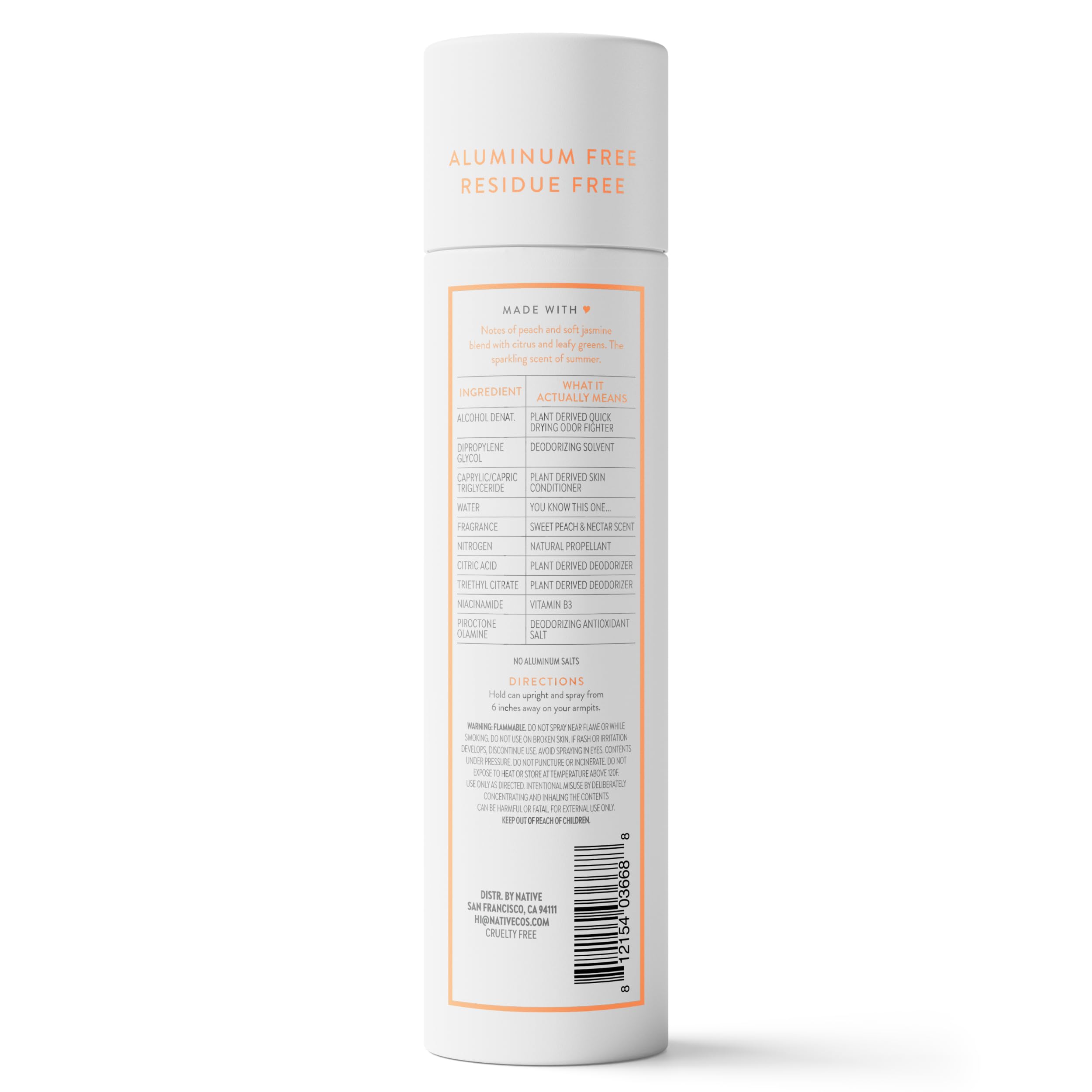 Native Deodorant Spray: Sweet Peach & Nectar – 72-Hour Odor Protection, Aluminum Free
