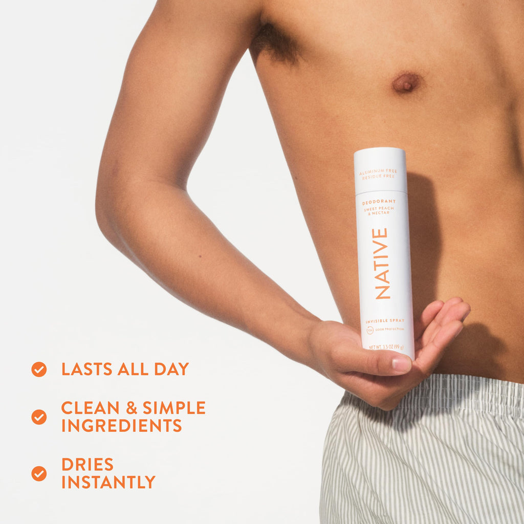 Native Deodorant Spray: Sweet Peach & Nectar – 72-Hour Odor Protection, Aluminum Free