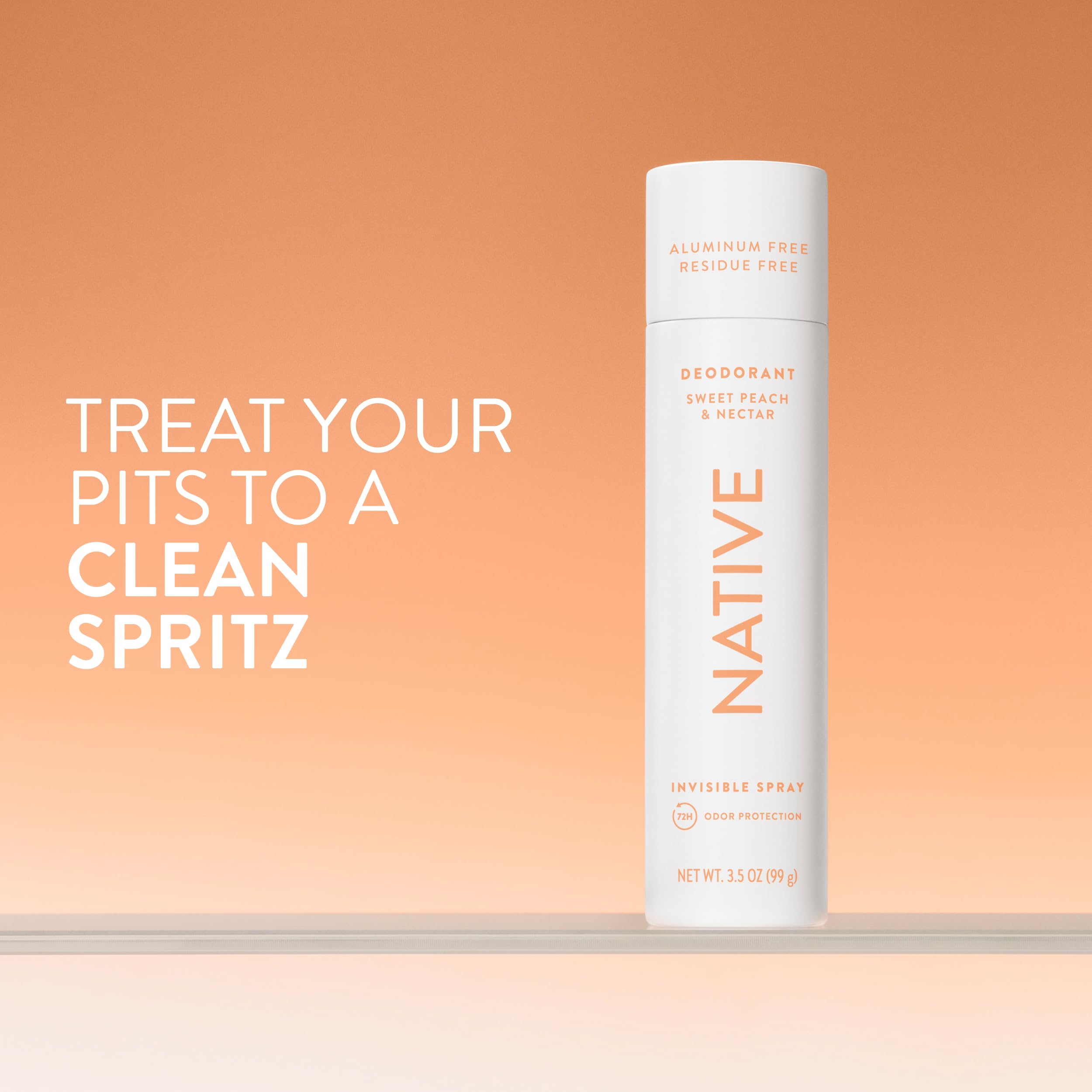 Native Deodorant Spray: Sweet Peach & Nectar – 72-Hour Odor Protection, Aluminum Free