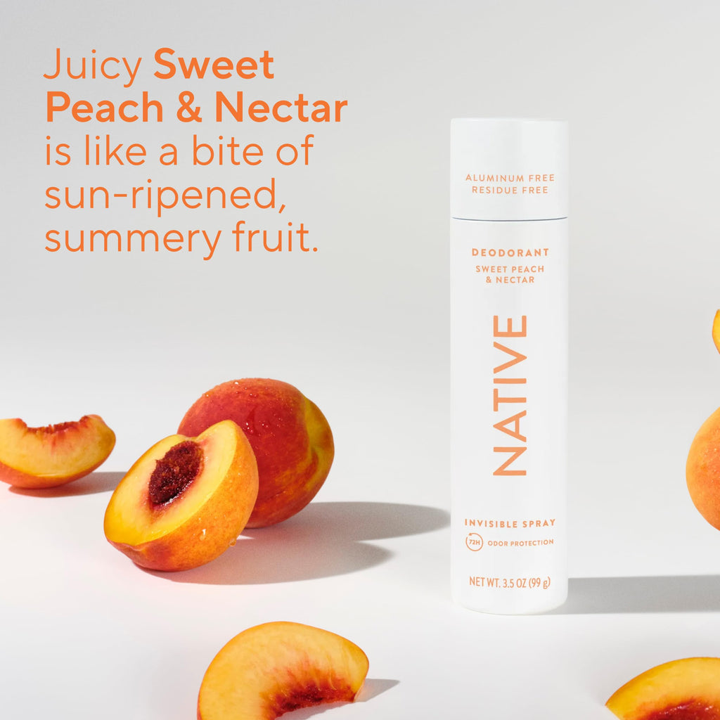 Native Deodorant Spray: Sweet Peach & Nectar – 72-Hour Odor Protection, Aluminum Free