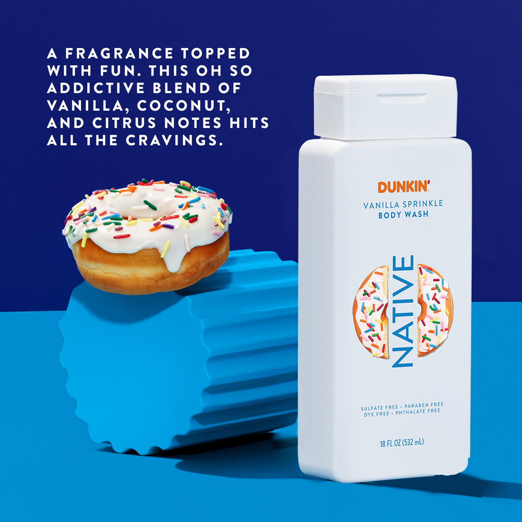 Native Body Wash Dunkin Vanilla Sprinkle | Sulfate, Paraben & Dye Free | 18 oz