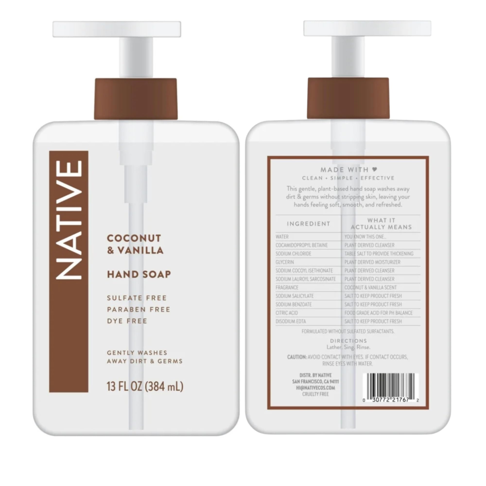 Native Hand Soap Set: Cherry & Vanilla Macaron + Coconut & Vanilla — 13 oz each, Sulfate-Free 2-Pack