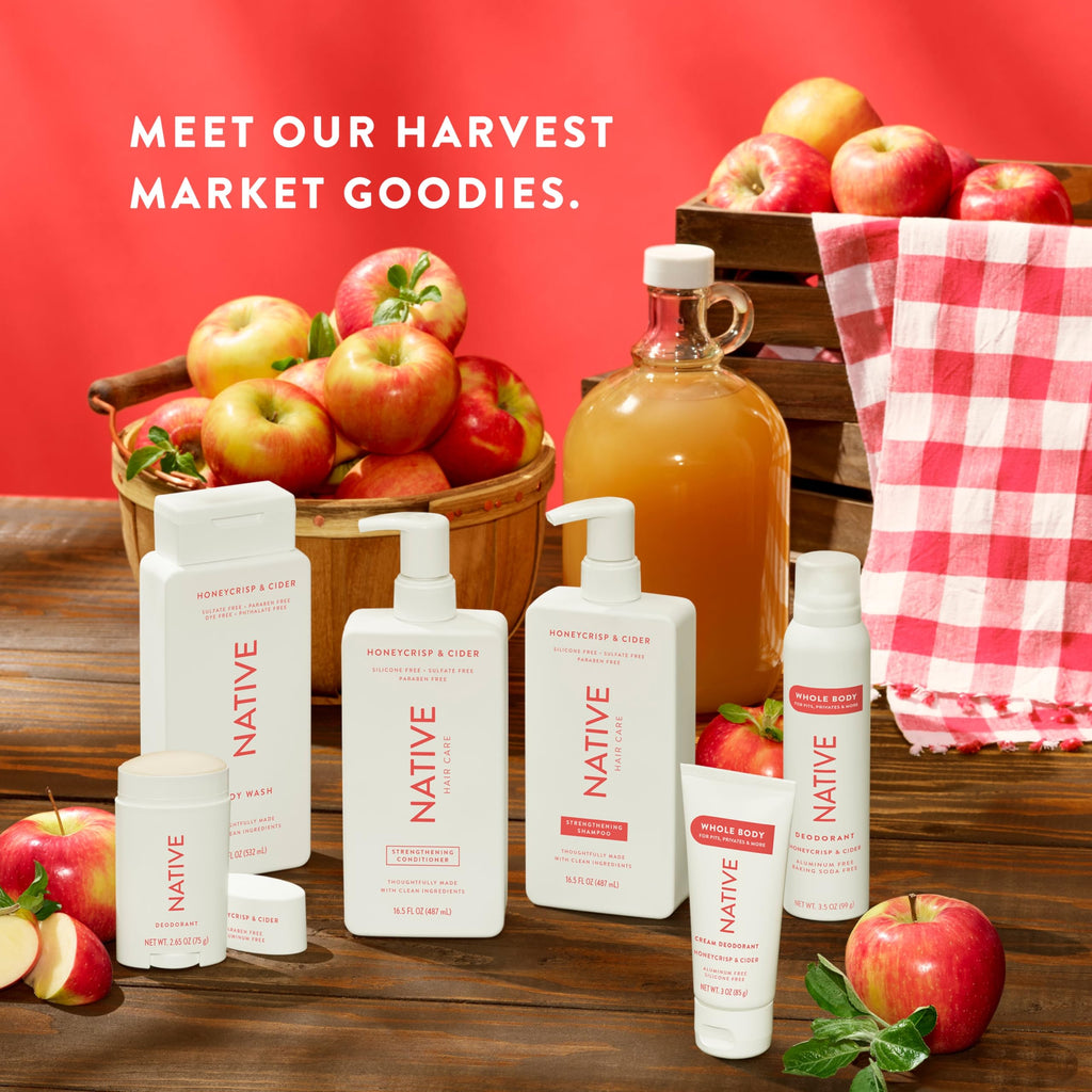 Native 3-Piece Honey Crisp & Cider Bundle – Shampoo, Conditioner & Body Wash, 51 oz, Sulfate-Free