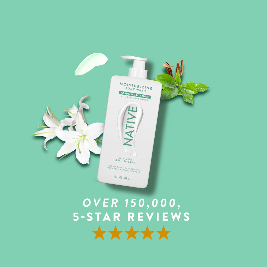 Native Lily Milk & White Sage Body Wash – 24-Hour Moisturizing, Sulfate & Dye Free, 18 oz