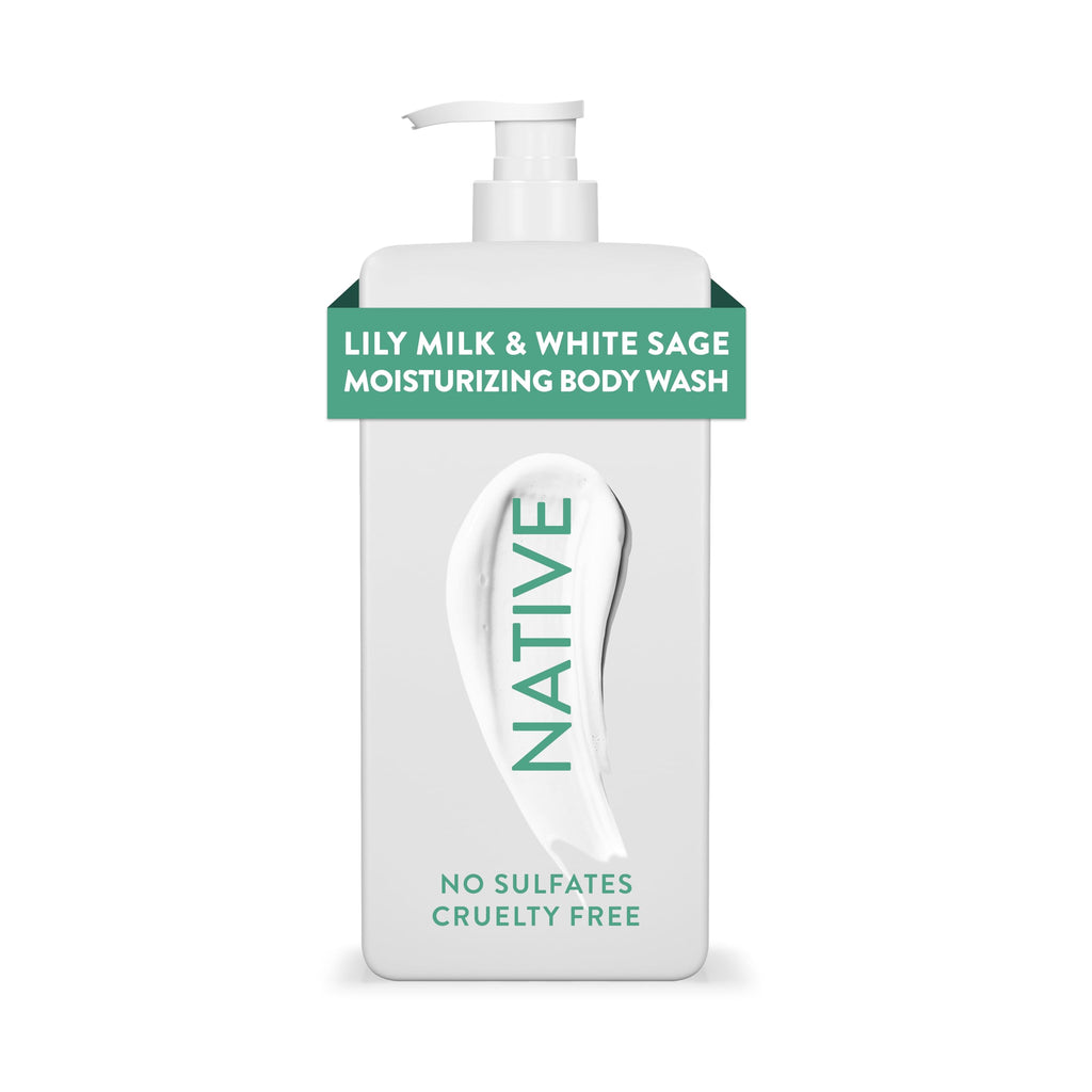Native Lily Milk & White Sage Body Wash – 24-Hour Moisturizing, Sulfate & Dye Free, 18 oz