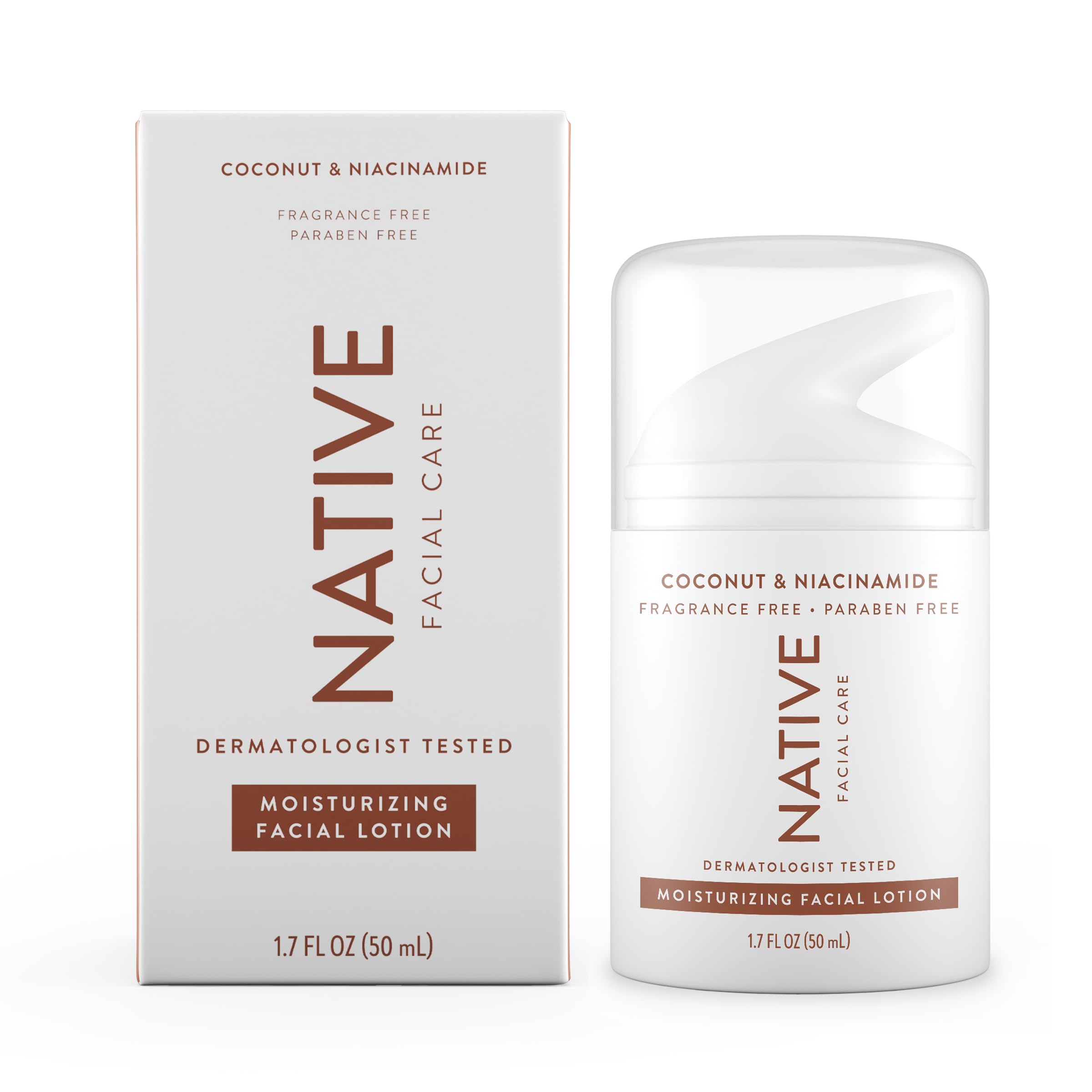 Native Moisturizing Daily Facial Moisturizer with Vitamin B3 & Coconut — Lightweight, Non-Greasy Hydration | 1.7 fl oz