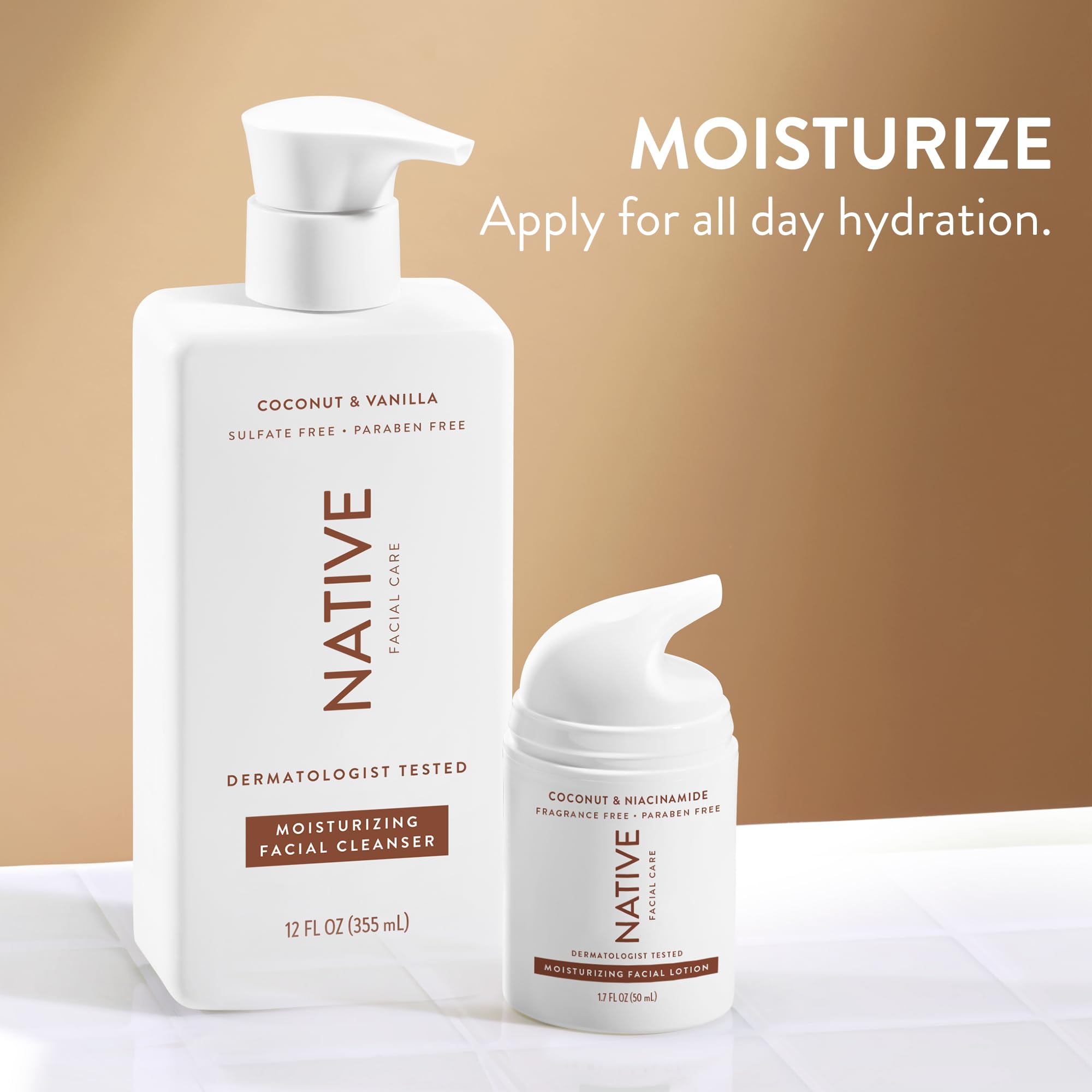Native Moisturizing Daily Facial Moisturizer with Vitamin B3 & Coconut — Lightweight, Non-Greasy Hydration | 1.7 fl oz