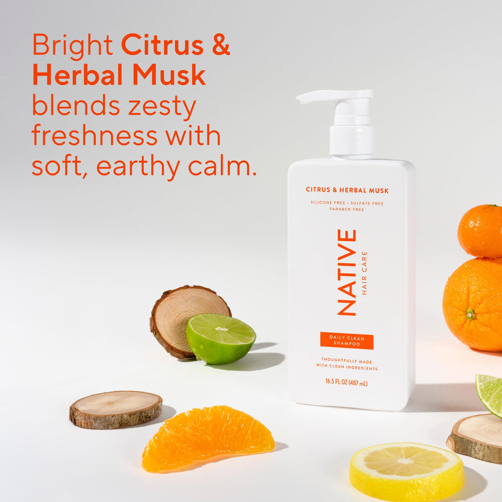 Native Shampoo & Conditioner Set — Naturally Derived, Sulfate-Free, All Hair Types, Citrus & Herbal Musk (2 x 16.5 oz)