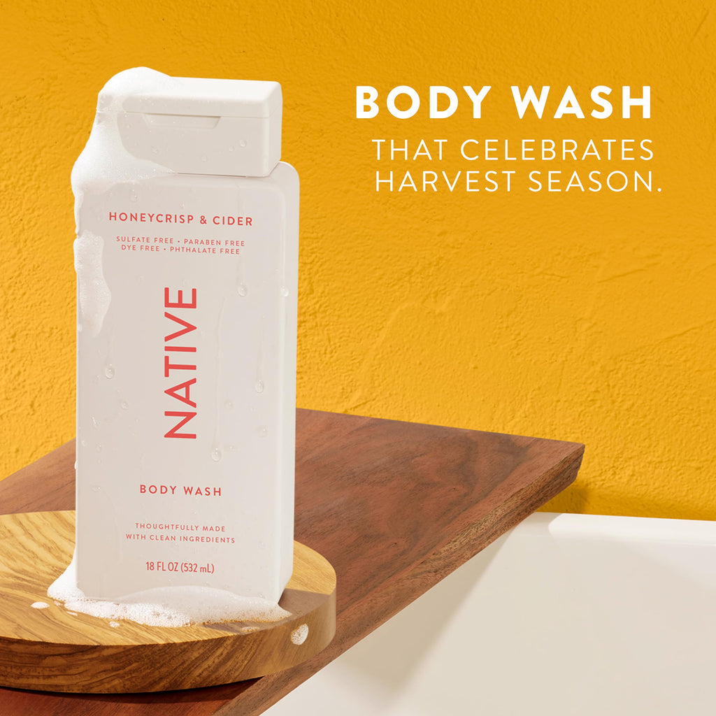 Native 3-Piece Honey Crisp & Cider Bundle – Shampoo, Conditioner & Body Wash, 51 oz, Sulfate-Free