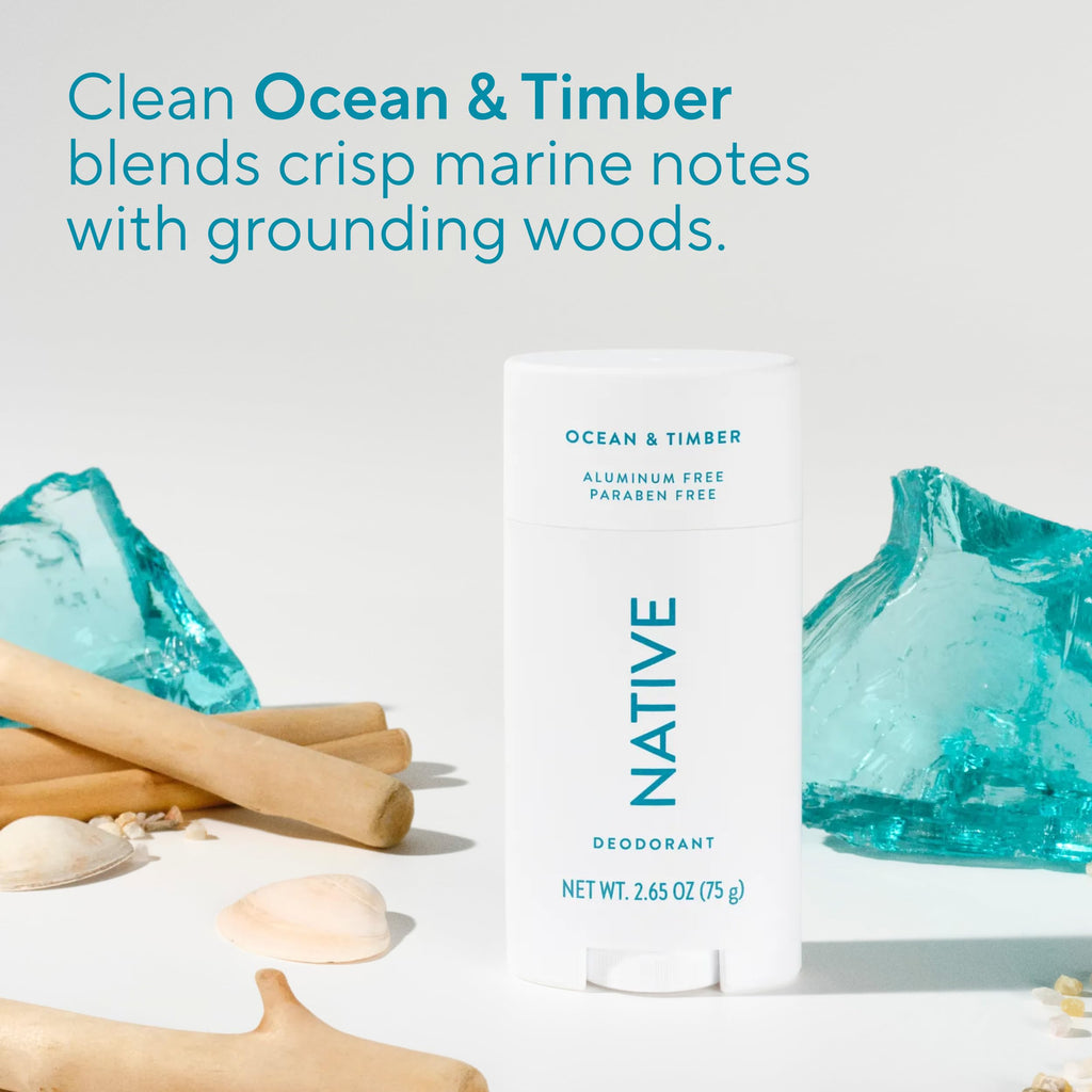 Native Ocean & Timber Deodorant 2.65oz — Aluminum-Free, 72-Hour Odor Protection