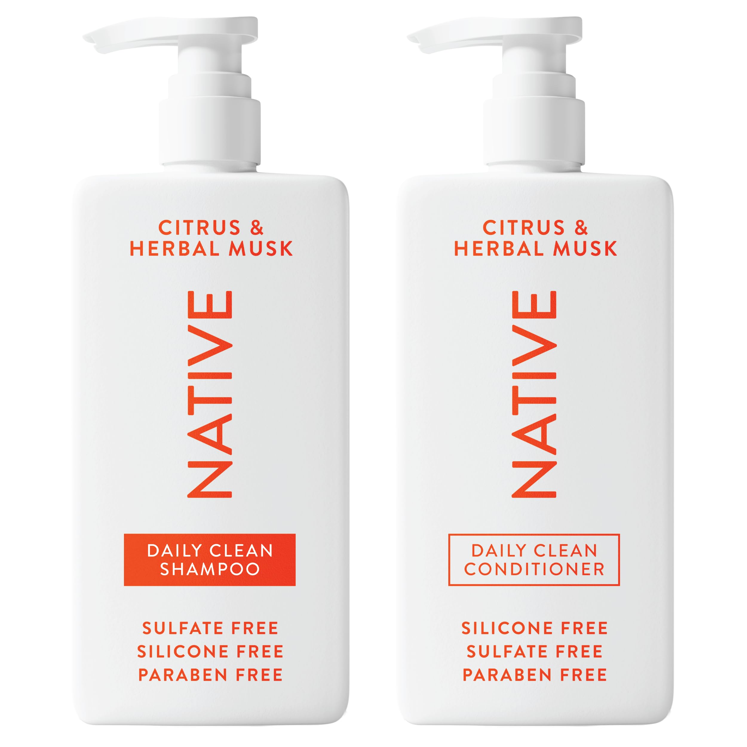 Native Shampoo & Conditioner Set — Naturally Derived, Sulfate-Free, All Hair Types, Citrus & Herbal Musk (2 x 16.5 oz)