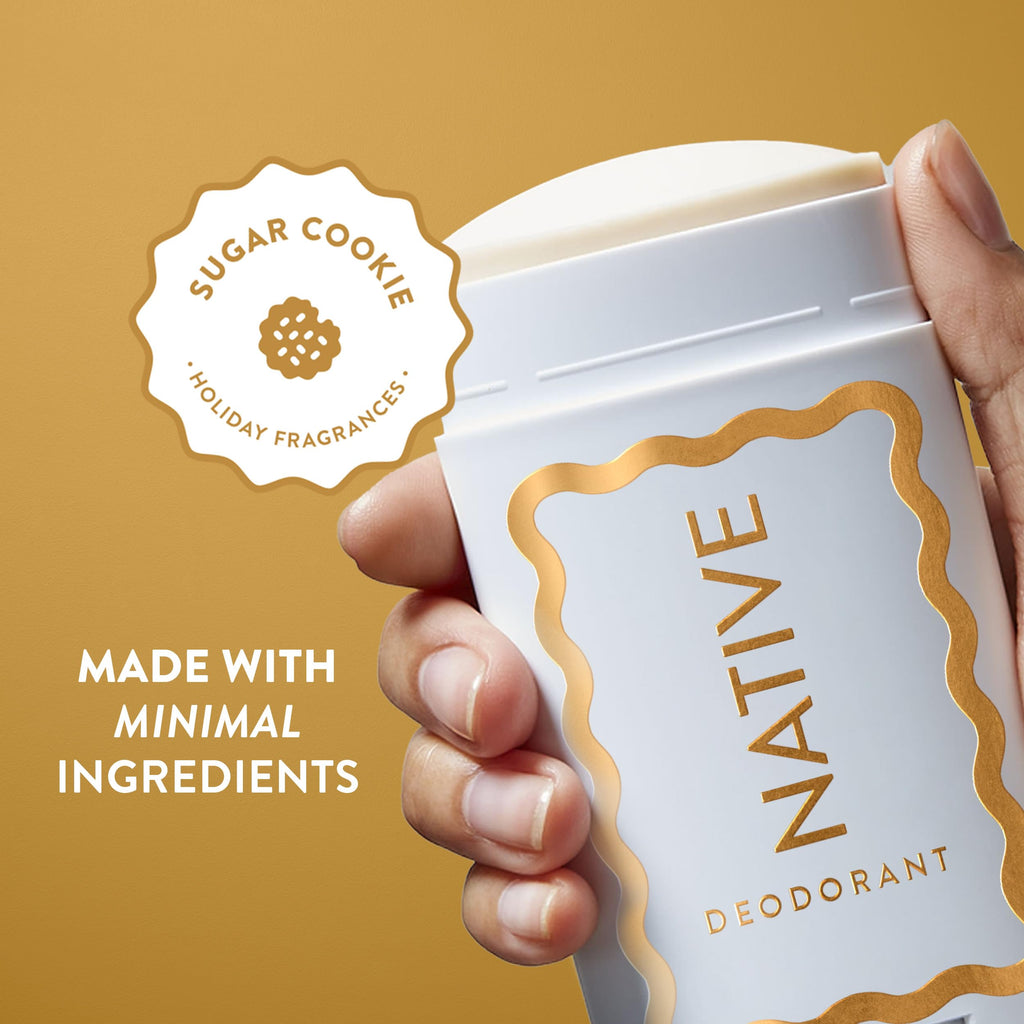 Native Deodorant Holiday Edition Sugar Cookie – 72-Hour Odor Control, Aluminum-Free for Women & Men