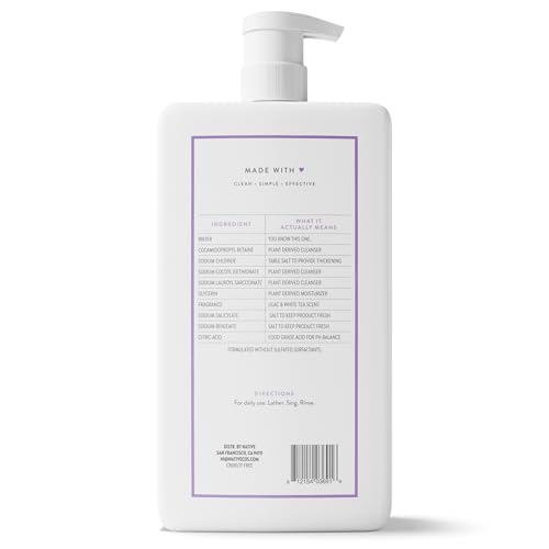 Native Sulfate-Free Body Wash Lilac & White Tea, 36 oz | Plant-Based, Gentle Cleanser