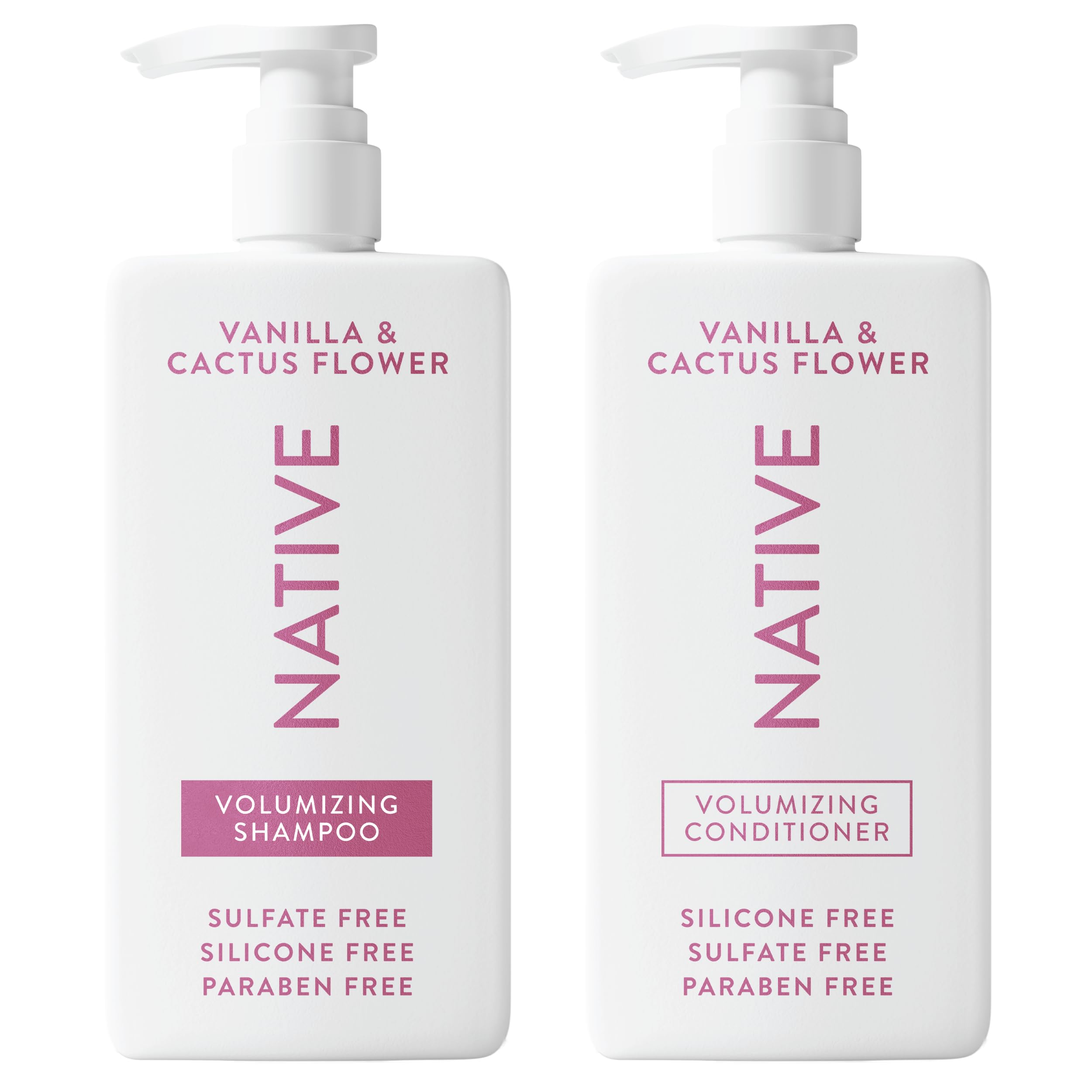 Native Vanilla & Cactus Flower 2-in-1 Shampoo & Conditioner | Naturally Derived, Sulfate & Dye Free, 2-Pack