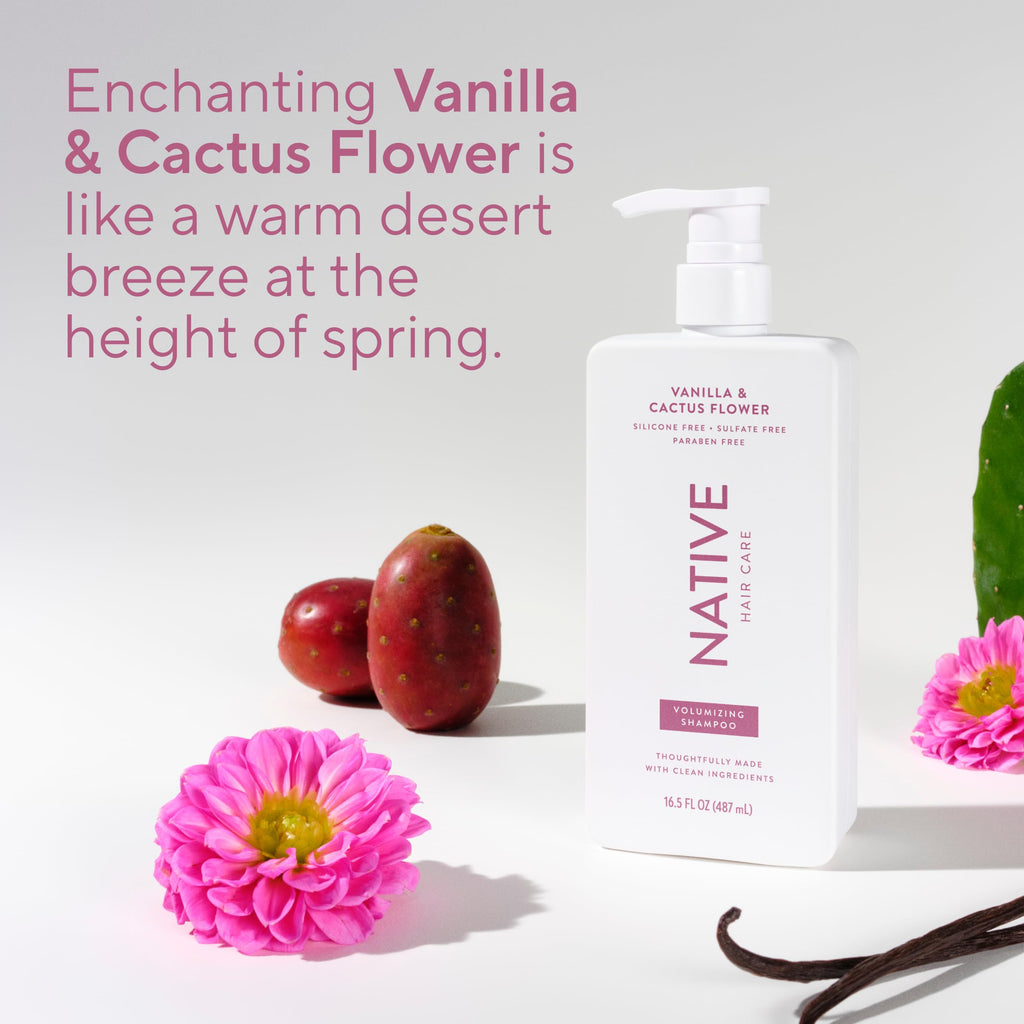 Native Vanilla & Cactus Flower 2-in-1 Shampoo & Conditioner | Naturally Derived, Sulfate & Dye Free, 2-Pack