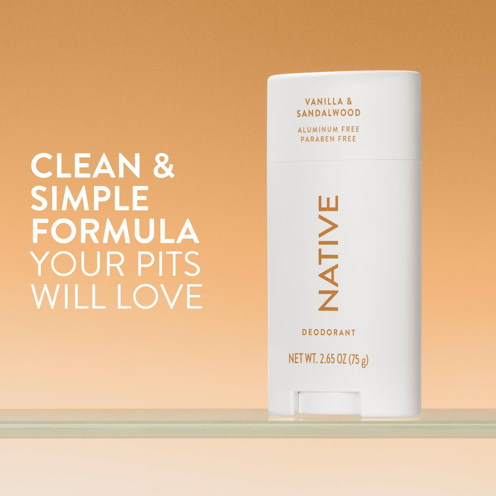Native Vanilla & Sandalwood Deodorant 2.65 oz — Aluminum-Free, Unisex Odor Protection
