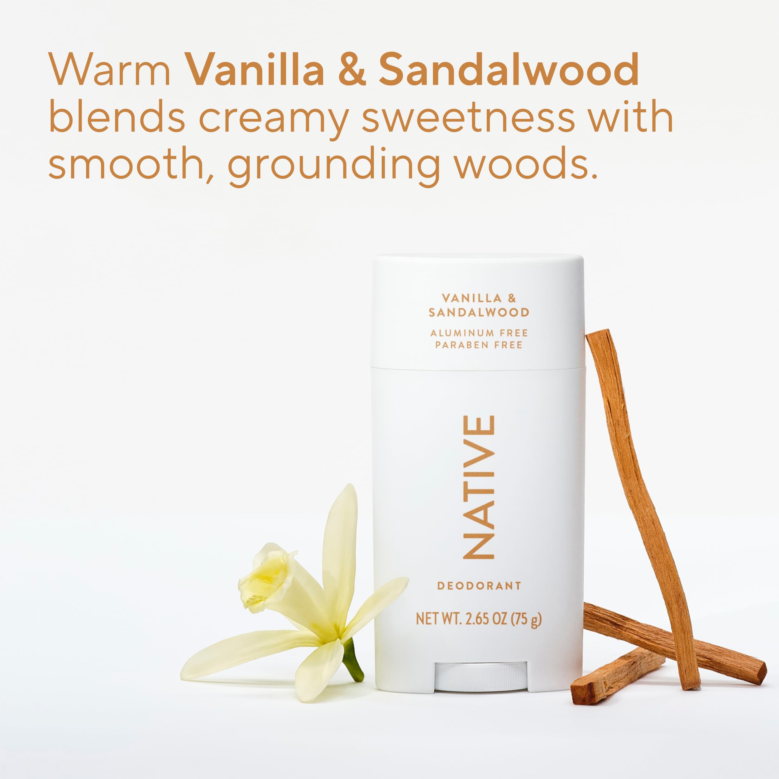 Native Vanilla & Sandalwood Deodorant 2.65 oz — Aluminum-Free, Unisex Odor Protection