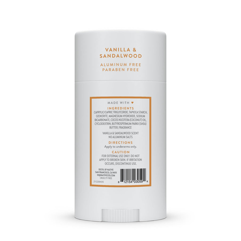 Native Vanilla & Sandalwood Deodorant 2.65 oz — Aluminum-Free, Unisex Odor Protection