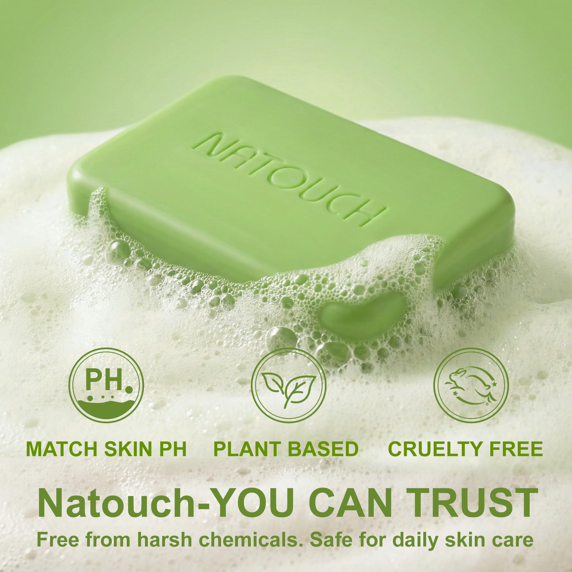 Natouch Antifungal Antibacterial Soap Bar – Tea Tree Oil, Face & Body, 2-Pack, 8 oz