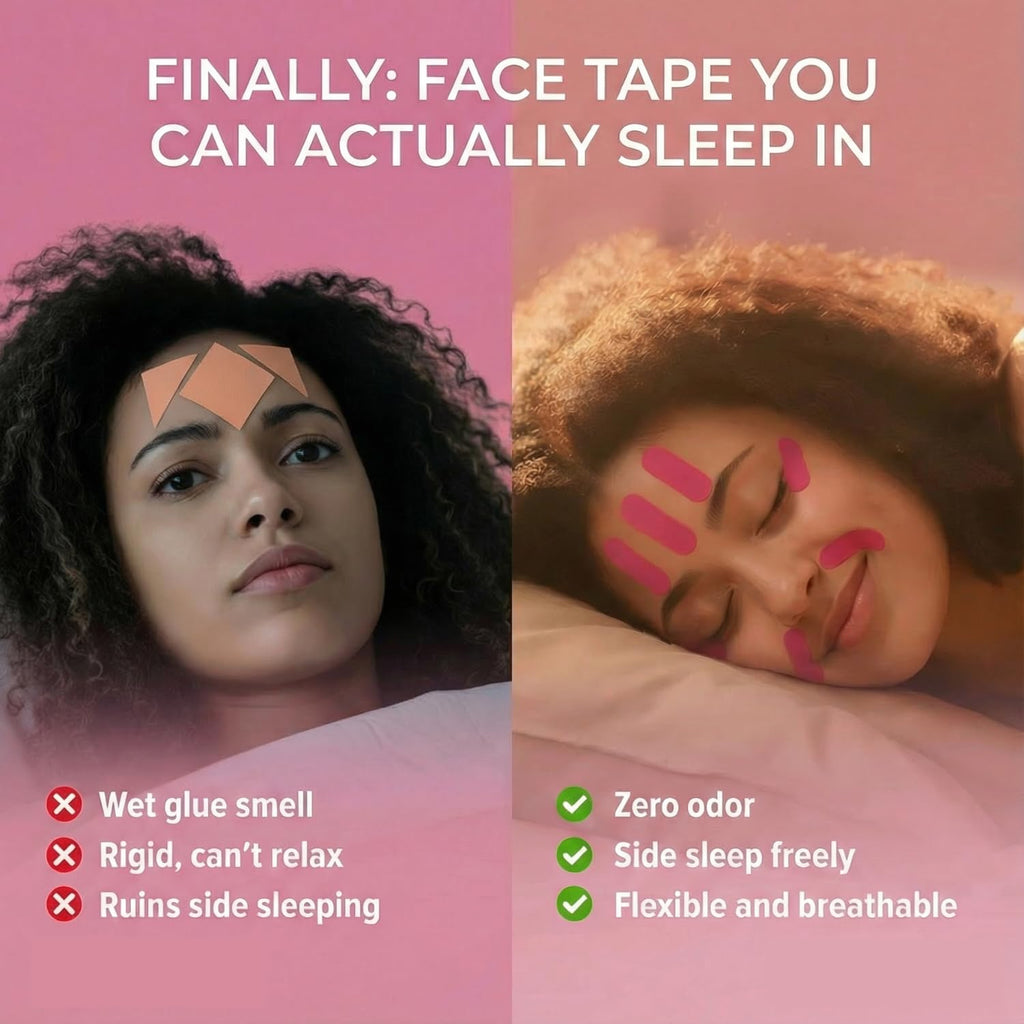 Natsu Overnight Anti-Wrinkle Patches for Women | Skin-Safe Latex-Free Kinesiology Tape in 2 Sizes