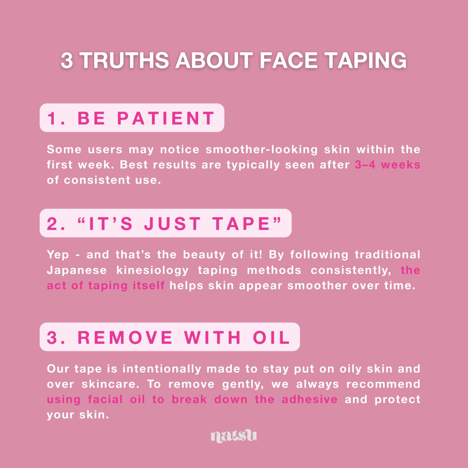 Natsu Overnight Anti-Wrinkle Patches for Women | Skin-Safe Latex-Free Kinesiology Tape in 2 Sizes