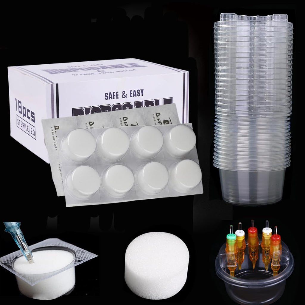 NATUMER Dip Foam Cups: 18 Dip Cups + 20 Cup Holders for Tattoo Cleaning