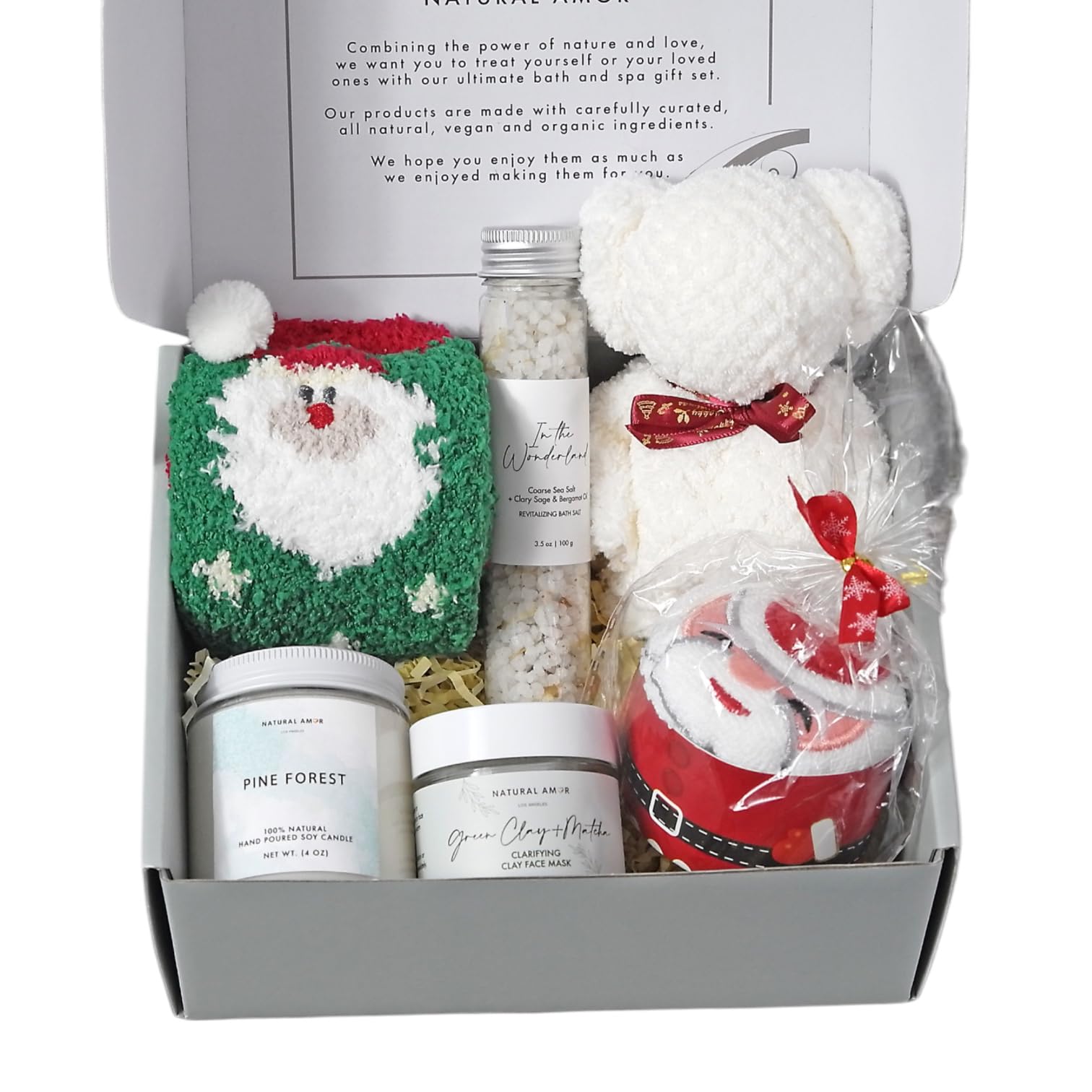 Natural Amor Los Angeles Christmas Spa Gifts for Women & Men – 6-Piece Self-Care Box
