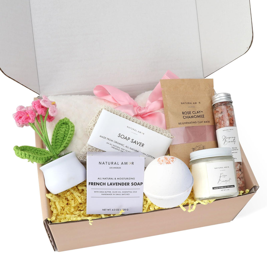 Natural Amor Los Angeles 8-Piece Spa Gift Set with Blanket – Relaxation Gift for Women